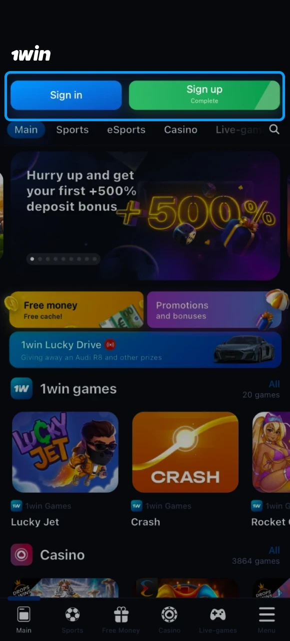 Visit the official 1win site and click the registration button to begin.