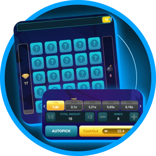 In the games of Mines there is an autoplay function in the online casino 1win.