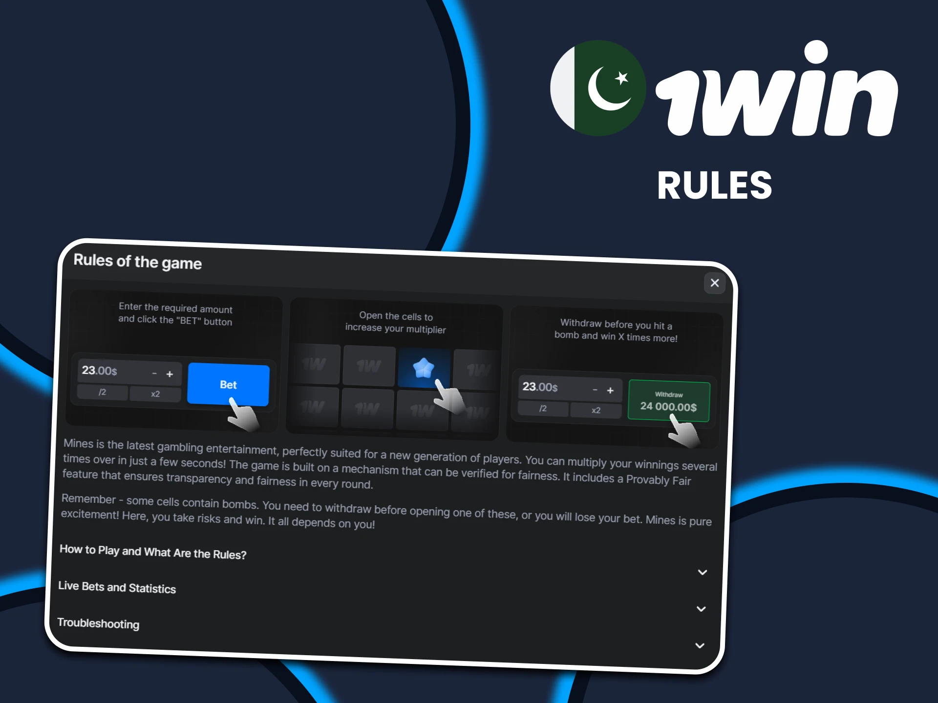 Learn the rules of the game Mines from 1win.