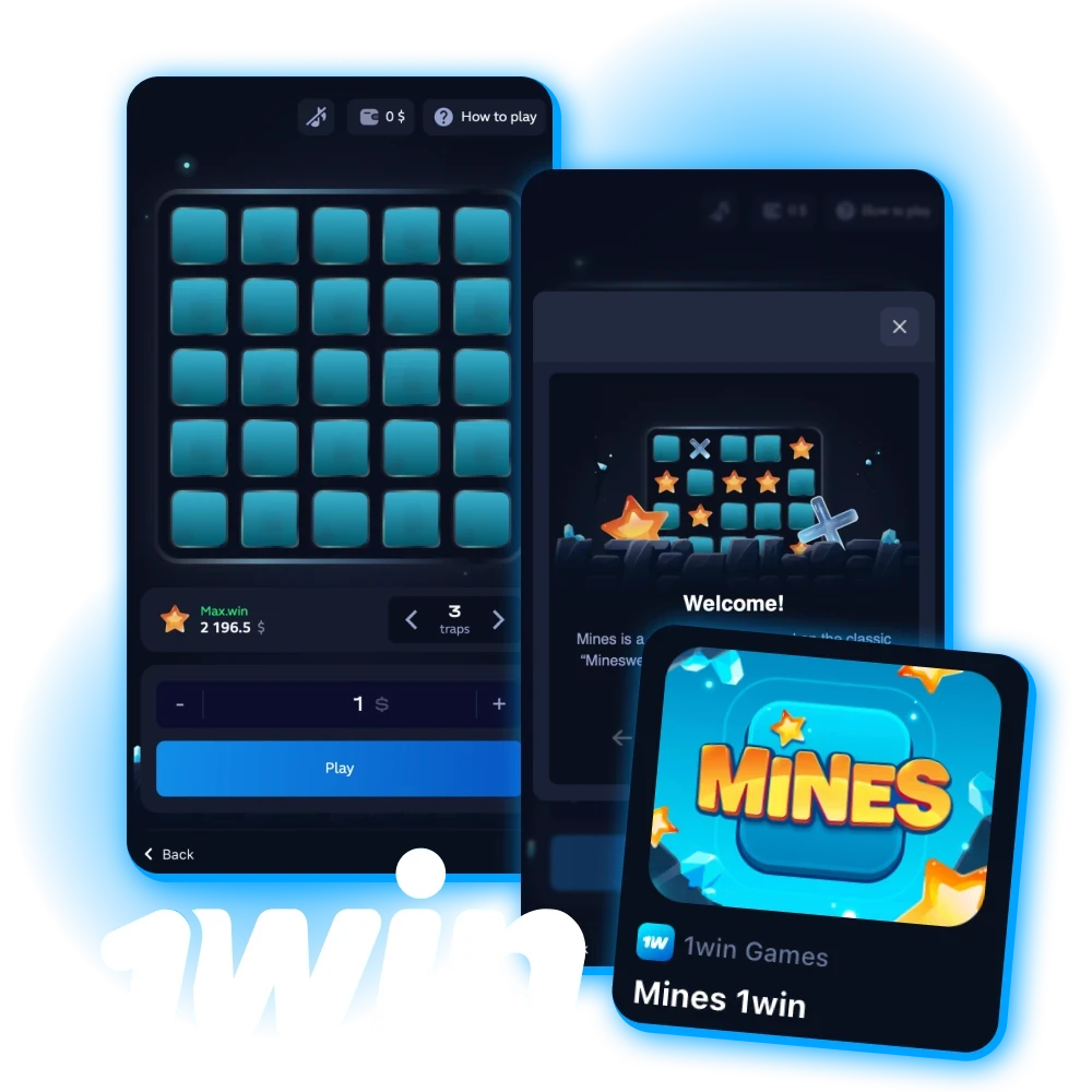 Try your luck in the games of Mines in the online casino 1win.