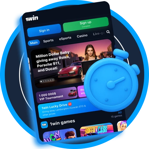 Feel lightning-fast gaming action at 1Win.