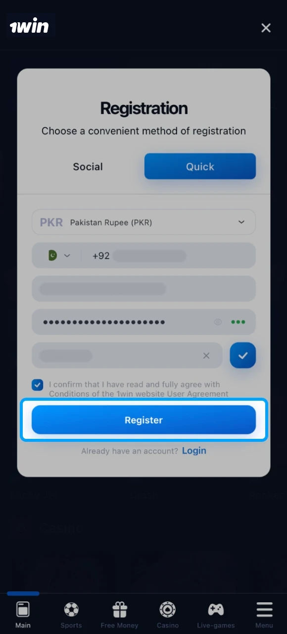 Complete registration on the 1win online casino website and you can place bets on sports.